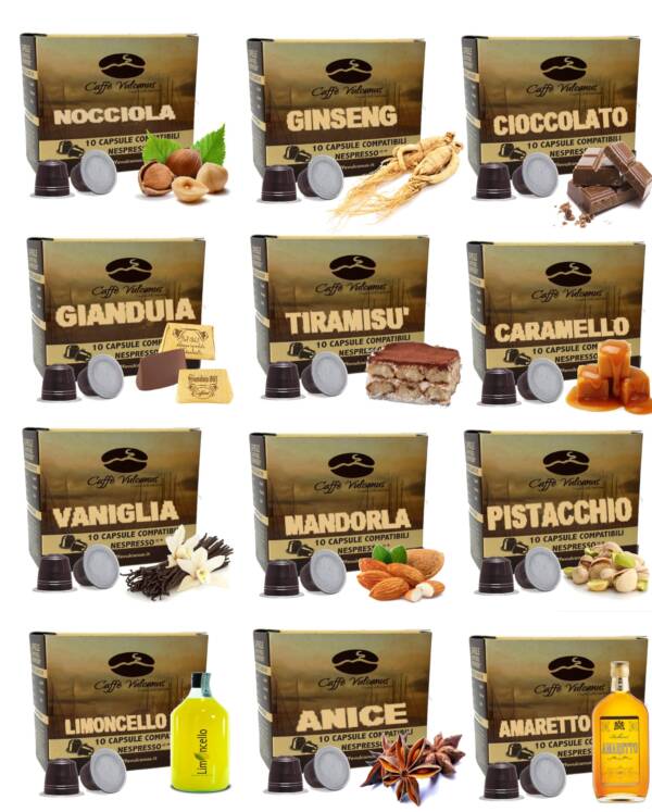 Mix degustazione 120 Capsule compatibili Nespresso* Aromatizzate – 12 gusti