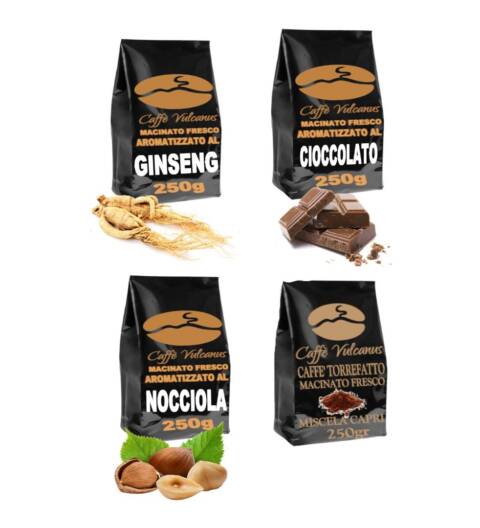 Caffè macinato per moka - nocciola, ginseng, cioccolato + miscela Capri